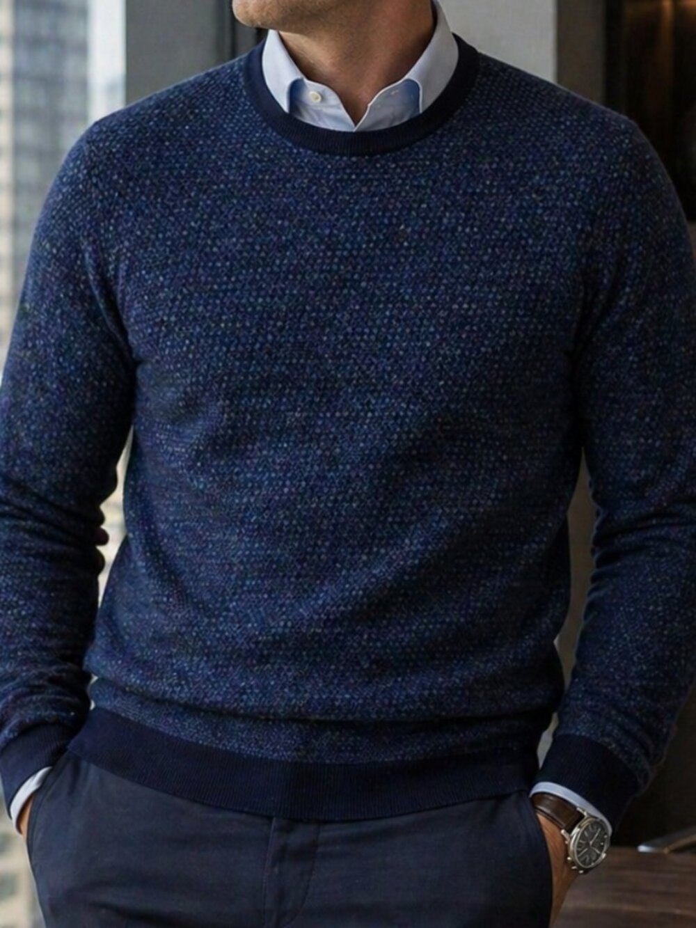Boggi Milano Men's V Neck Sweater 100% Merino Wool Blue Size 2XL Formal Classy